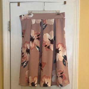 Haute Monde Floral Pleated Midi Skirt, Size XL